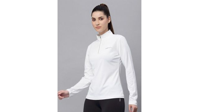 JUMP USA Women White High Neck Rapid Dry T-shirt