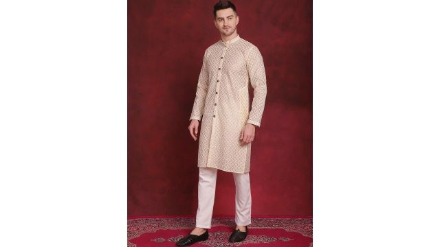 Jompers (gold-toned & white kurta + pyjamas)