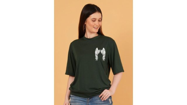 LECOWAR Women Graphic Printed Cotton Oversized T-shirt