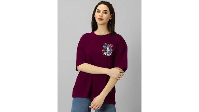 LECOWAR Women Graphic Printed Oversized T-shirt