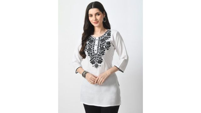 LIBOZA floral embroidered chikankari kurti 