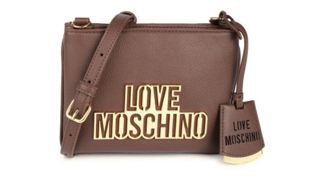 LOVE MOSCHINO Brand Logo Structured Sling Bag (Coffee Brown)