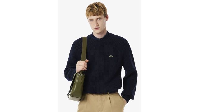 Lacoste Men Thick Carded Wool Round Neck Sweater