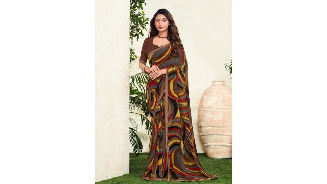 Laxmipati Embroidered Poly Georgette Saree