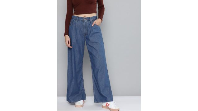 Levis Women Pure Cotton Baggy Fit High-Rise Jeans