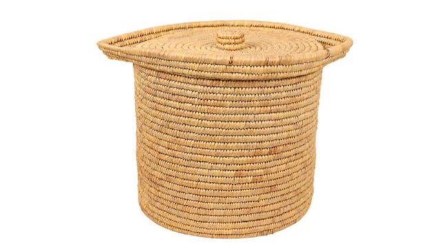 Natriel Off-White Textured Handwoven Laundry Bag