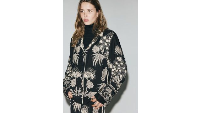 PRINTED RESORT SHIRT (1314039002, black/light beige)