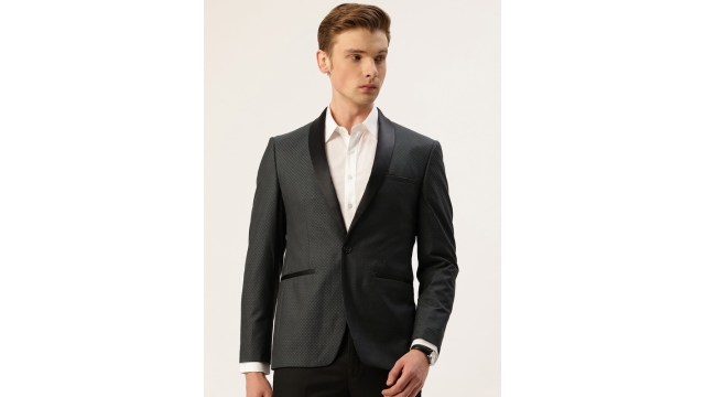 Peter EnglandNeo Slim Fit Self-Design Single-Breasted Party Blazer