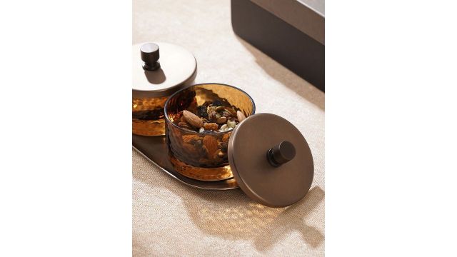 Pure Home and Living Amber Hammered Condiment Jars