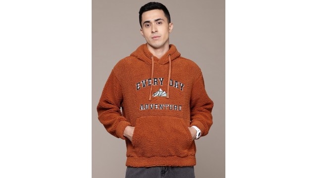 RoadsterThe Lifestyle Co Men Hooded Sherpa Sweatshirt