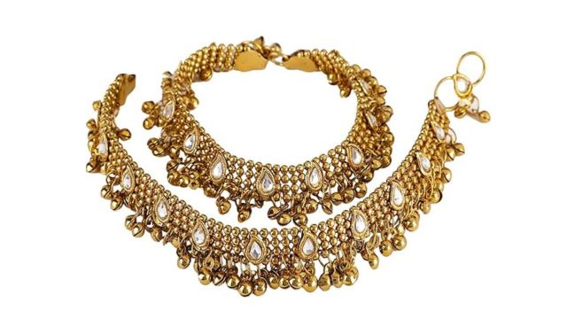 Shining Diva Gold Plated Anklets for Women
