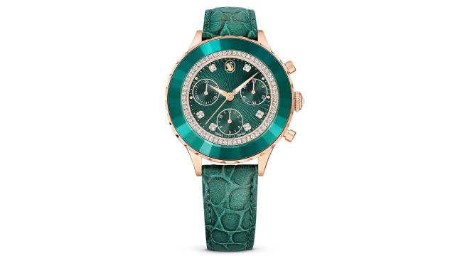 Swarovski Leather Analog Rose Gold Dial Women's Watch