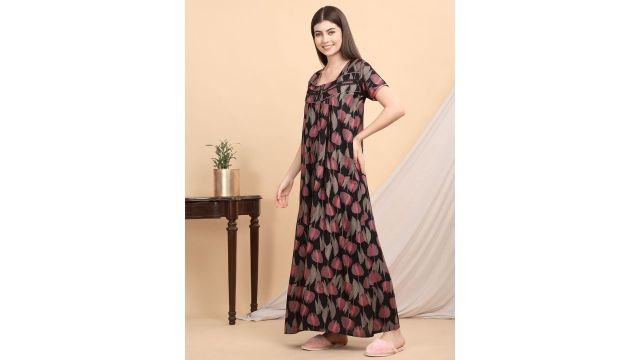 Sweet Dreams Square Neck Abstract Printed Maxi Nightdress