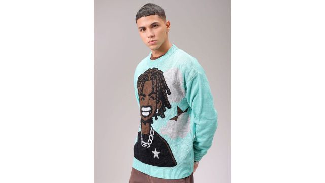 The Indian Garage Co Men Self Design Pullover Sweater