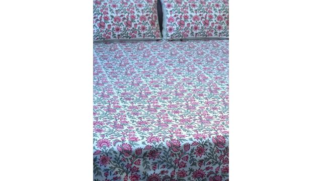 The Jaipur Wala Pink City Organic Percale Super King Bedsheet