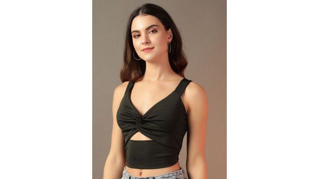 Trend Arrest Women Bralette Crop Top (green)