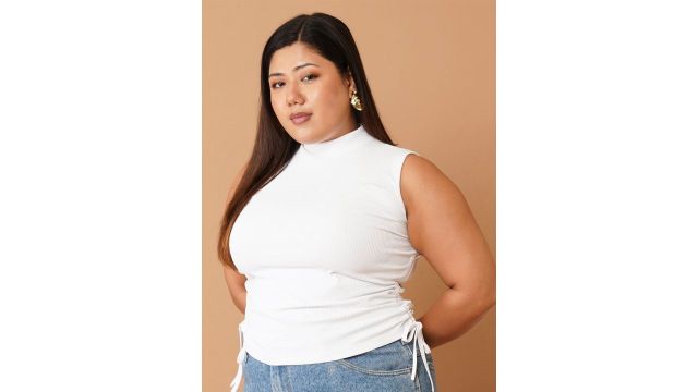 U&F Beyond Women Plus Size High Neck Tank Crop Top