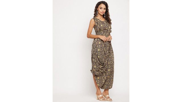 Uptownie Lite Printed Ankle Length Ethnic Jumpsuit With Dupatta