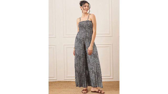 Uptownie Lite Women Smocked Strapless Maxi Jumpsuit