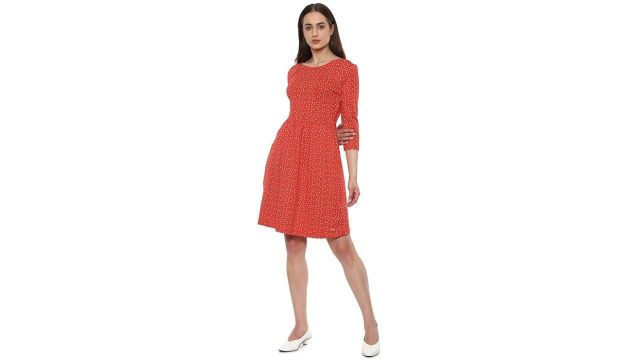 Van Heusen Women's Cotton Blend Fit and Flare Dress