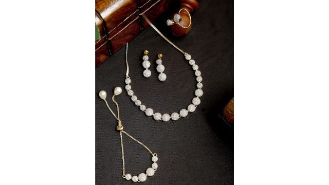 YouBella Jewellery Set for Women American Diamond Combo