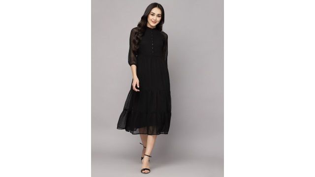 aayu Georgette A-Line Midi Dress