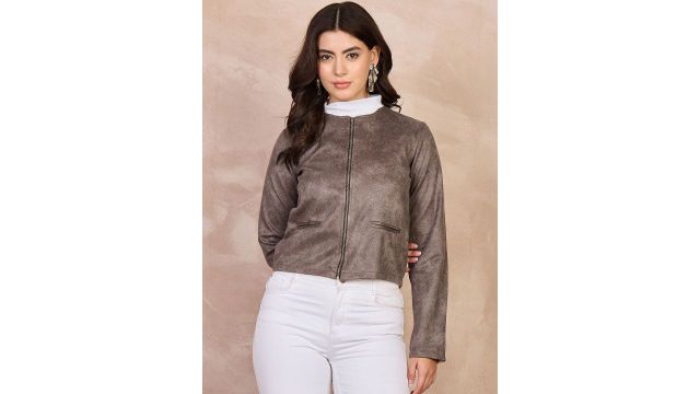 all about you Women Suede Bomber Jacket