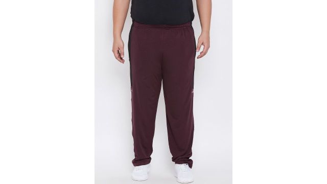 bigbanana Plus Size Belper Men Burgundy Solid Antimicrobial Track Pants