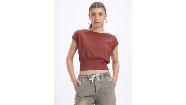 glitchez Extended Sleeves Crop Blouson Top