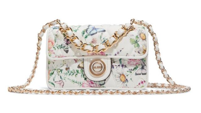 ALDO Women Floral Printed Structured Leather Sling Bag (off-white)