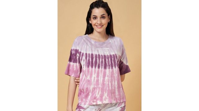 Ajile by Pantaloons Tie and Dye Printed Round Neck Pure Cotton Relaxed Fit T-shirt