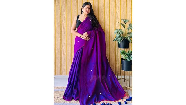 Anouk Embellished Mirror Work Pure Cotton Saree