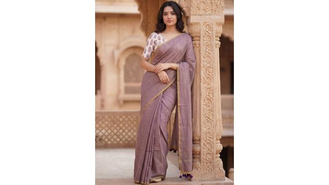 Anouk Woven Design Pure Cotton Khadi Saree