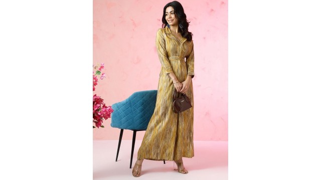 AnoukShawl Neck Printed Basic Jumpsuit