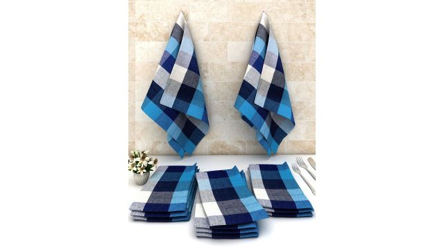 Athom Trendz Pack Of 12 Multi-colored Checked Cotton Cleaning Cloth