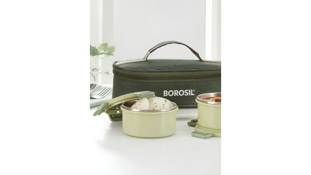 BOROSIL Glory Green 2 Pcs Stainless Steel Lunch Box