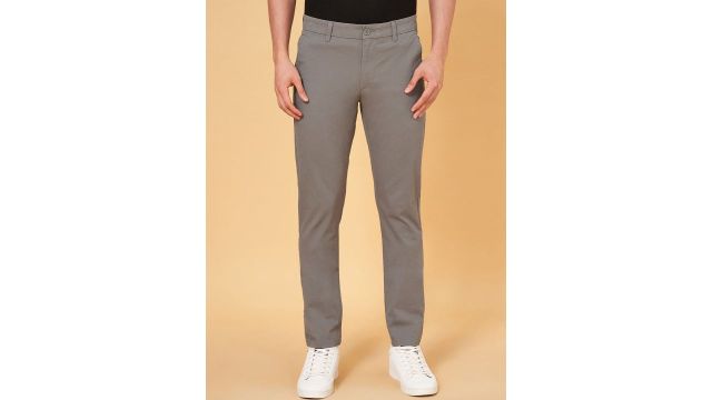 BYFORD by Pantaloons Men Mid-Rise Slim Fit Chinos Trouser (Grey)