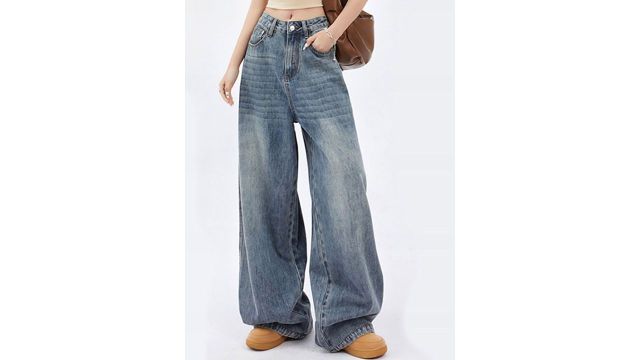 Bebe Women High-Rise Heavy Fade Baggy Fit Jeans