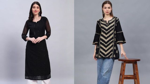 Best black chikankari kurtis to check out