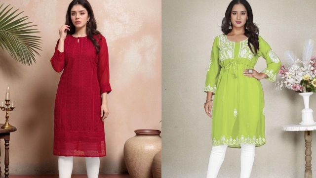 Best georgette chikankari kurtis to check out