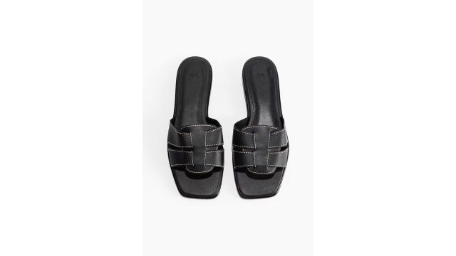Black square-toe sandals