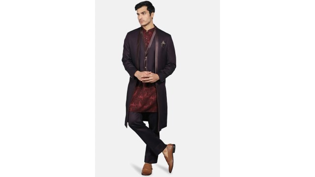 Blackberrys4-Piece Textured Slim Fit Ethnic Suits