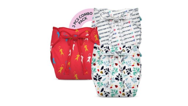 Bumberry Set Of 3 Printed Reusable Baby Cloth Diapers