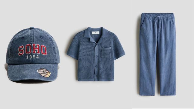 Cap + resort shirt + drawstring trousers