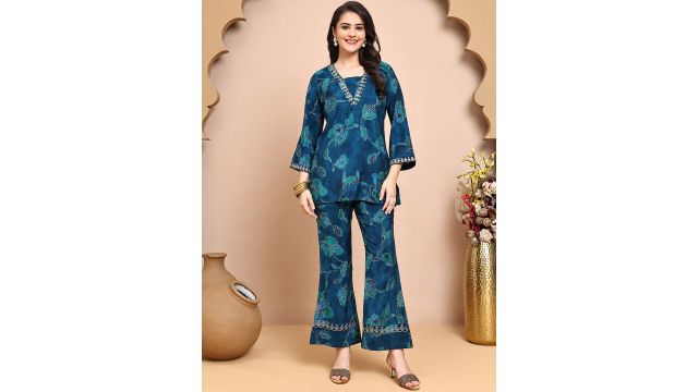 Claura Floral Printed Tunic & Trousers