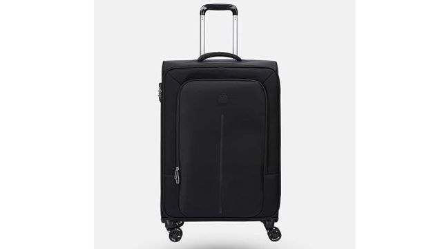 DELSEY PARIS Caracas Polyester 55 cm 4 Double Wheels Black Soft Suitcase