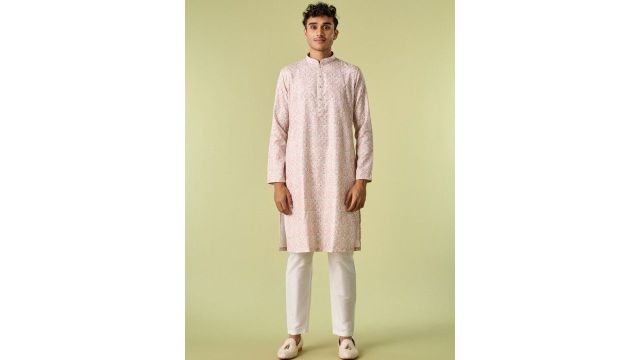 Diwas by Manyavar Men Paisley Embroidered Regular Sequinned Kurta with Pyjamas