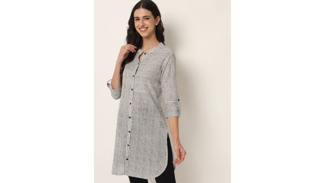 FABRIC FITOOR’s off-white striped panelled kurti