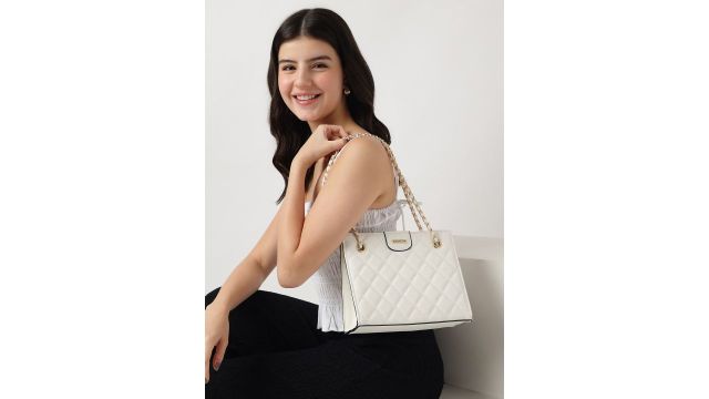 Fastrack White PU Structured Shoulder Bag
