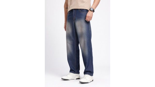 Glitchez Men Baggy Fit Heavy Fade Jeans